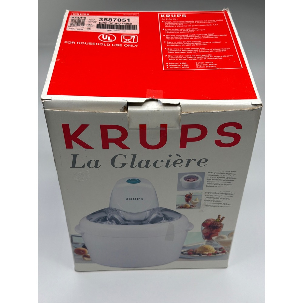 KRUPS La Glaciere‎ Automatic Ice Cream Maker Model 3587051 White Made in Italy